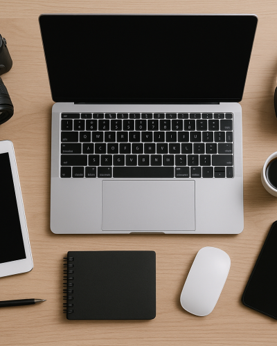 Organized Workspace with Tech Essentials